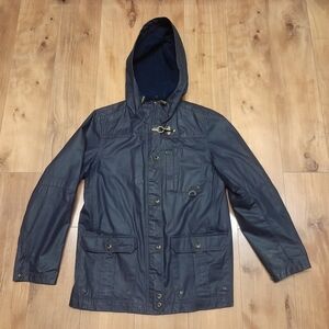 Vintage Ralph Lauren Rain Jacket Womens PS Navy Hooded Naval Supply Nautical Y2K